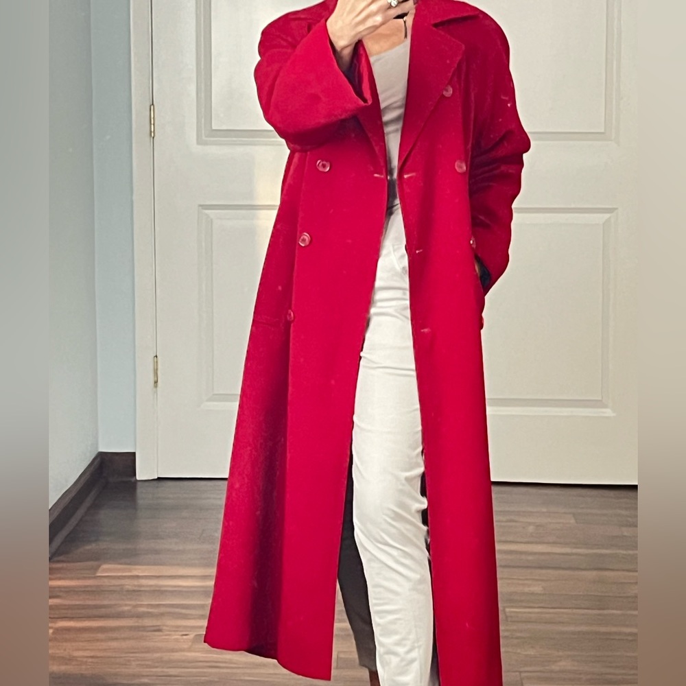 Gallery Red Trench coat size 6P - Picture 2 of 13